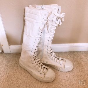White sneaker boots